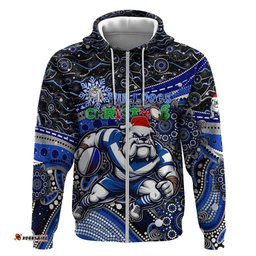merry christmas bulldogs hoodie aboriginal santa rugby mascot canterbury bankstown