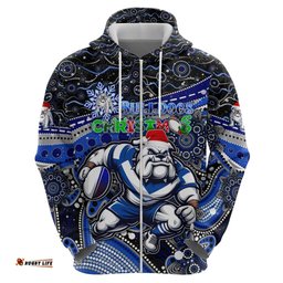 merry christmas bulldogs hoodie aboriginal santa rugby mascot canterbury bankstown