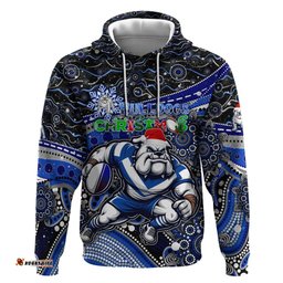 merry christmas bulldogs hoodie aboriginal santa rugby mascot canterbury bankstown