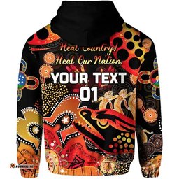 custom personalised parramatta hoodie eels indigenous naidoc heal country heal our nation black custom text and number 04