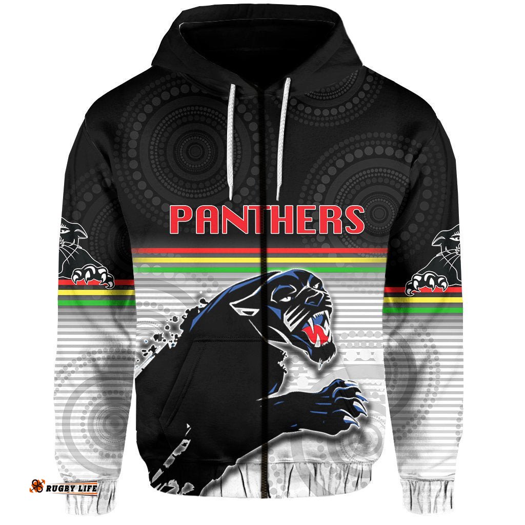 custom personalised panthers aboriginal zip hoodie simple style