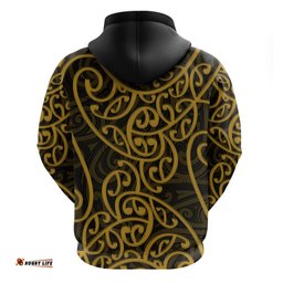 new zealand hoodie maori pattern gold