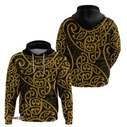 new zealand hoodie maori pattern gold