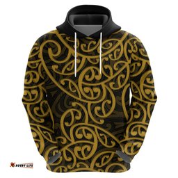 new zealand hoodie maori pattern gold