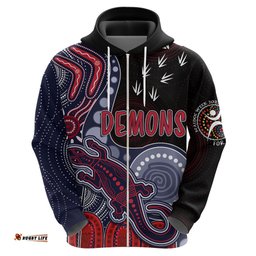 personalised naidoc week afl demons hoodie aboriginal dot art lizard mix boomerang