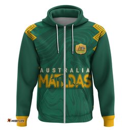 personalised aussie matildas hoodie women world cup marble patterns green