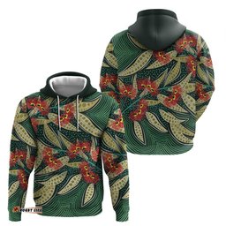 australian native eucalyptus plant hoodie aboriginal dot art