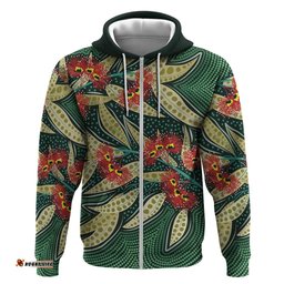 australian native eucalyptus plant hoodie aboriginal dot art