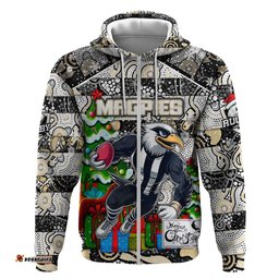 custom magpies football merry christmas hoodie indigenous australian art