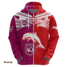 nrl dolphins combine queensland origin hoodie sporty style