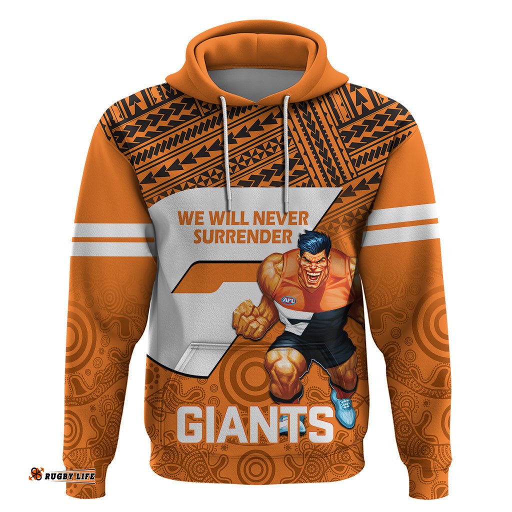 personalised giants football hoodie gws go champions polynesian indigenous art