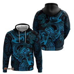 new zealand tuatara hoodie aotearoa maori clematis flowers blue