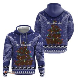 kiwi new zealand christmas hoodie meri kirihimete silver fern blue color