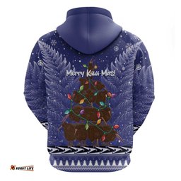 kiwi new zealand christmas hoodie meri kirihimete silver fern blue color