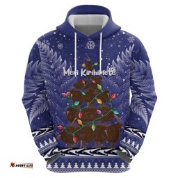 kiwi new zealand christmas hoodie meri kirihimete silver fern blue color