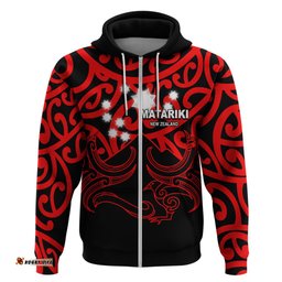 matariki new zealand hoodie maori new year red