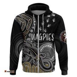 personalised naidoc week afl magpies hoodie aboriginal dot art lizard mix boomerang
