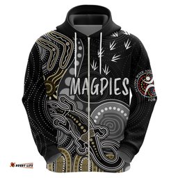personalised naidoc week afl magpies hoodie aboriginal dot art lizard mix boomerang