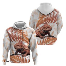 red new zealand tuatara hoodie aotearoa sphenodon punctatus silver fern