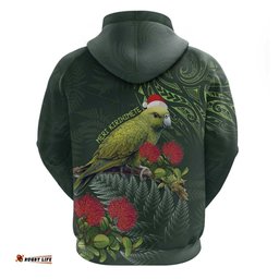 meri kirihimete kakapo hoodie green silver fern christmas vibe