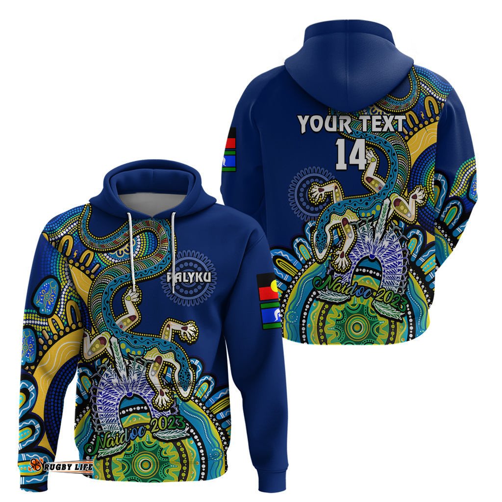 custom text and number australia naidoc hoodie palyku indigenous lizard for our elders
