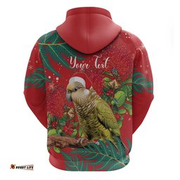 personalised new zealand kakapo christmas hoodie meri kirihimete silver fern mix pohutukawa