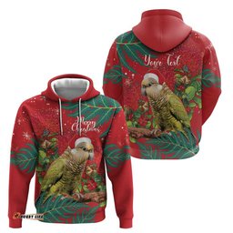 personalised new zealand kakapo christmas hoodie meri kirihimete silver fern mix pohutukawa