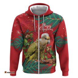personalised new zealand kakapo christmas hoodie meri kirihimete silver fern mix pohutukawa