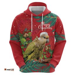personalised new zealand kakapo christmas hoodie meri kirihimete silver fern mix pohutukawa