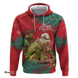 personalised new zealand kakapo christmas hoodie meri kirihimete silver fern mix pohutukawa