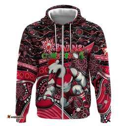 merry christmas afl swans hoodie aboriginal santa football mascot