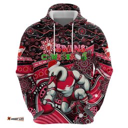 merry christmas afl swans hoodie aboriginal santa football mascot