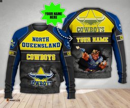 personalized north queensland cowboys 3d hoodie nrl 3d hoodie broken wall