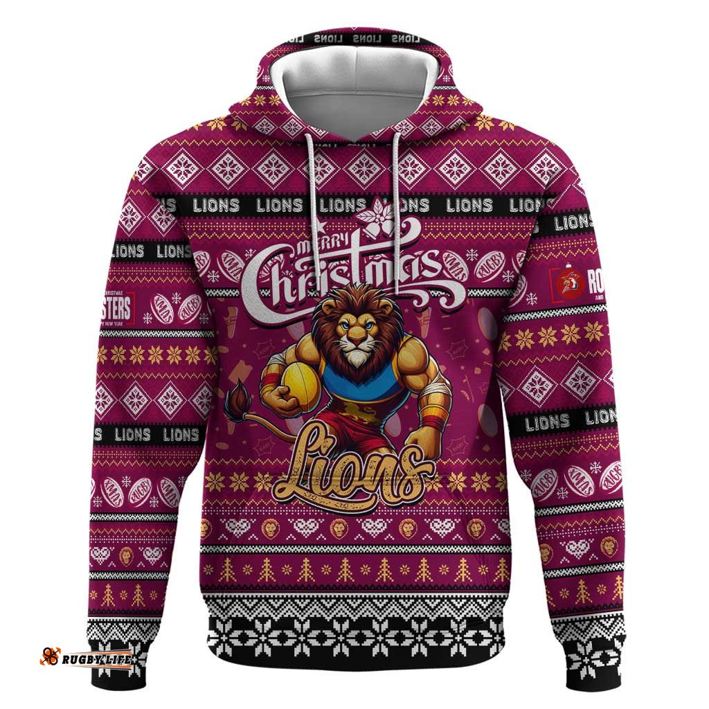 personalized lions football xmas hoodie australia afl mascot