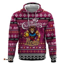 personalized lions football xmas hoodie australia afl mascot