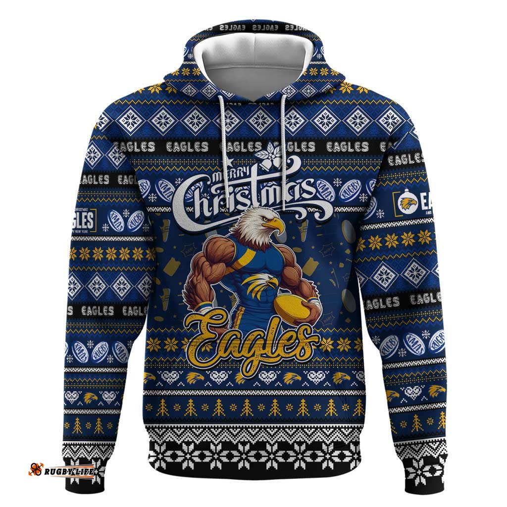 personalized eagles football xmas hoodie australia afl mascot