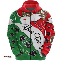 custom personalised rabbitohs forever zip hoodie indigenous