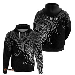 aotearoa maori koru hoodie polynesian pacific tribal black