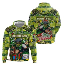 custom raiders rugby merry christmas hoodie indigenous australian art