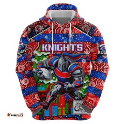 custom knights rugby merry christmas hoodie indigenous australian art