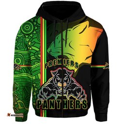custom personalised penrith panthers premiers zip up and pullover hoodie angry panther indigenous aboriginal style