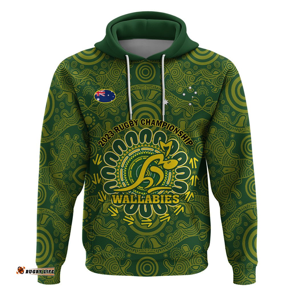 personalised australia rugby hoodie wallabies go champions indigenous art