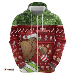 new zealand kiwi christmas hoodie paua shell glitter green