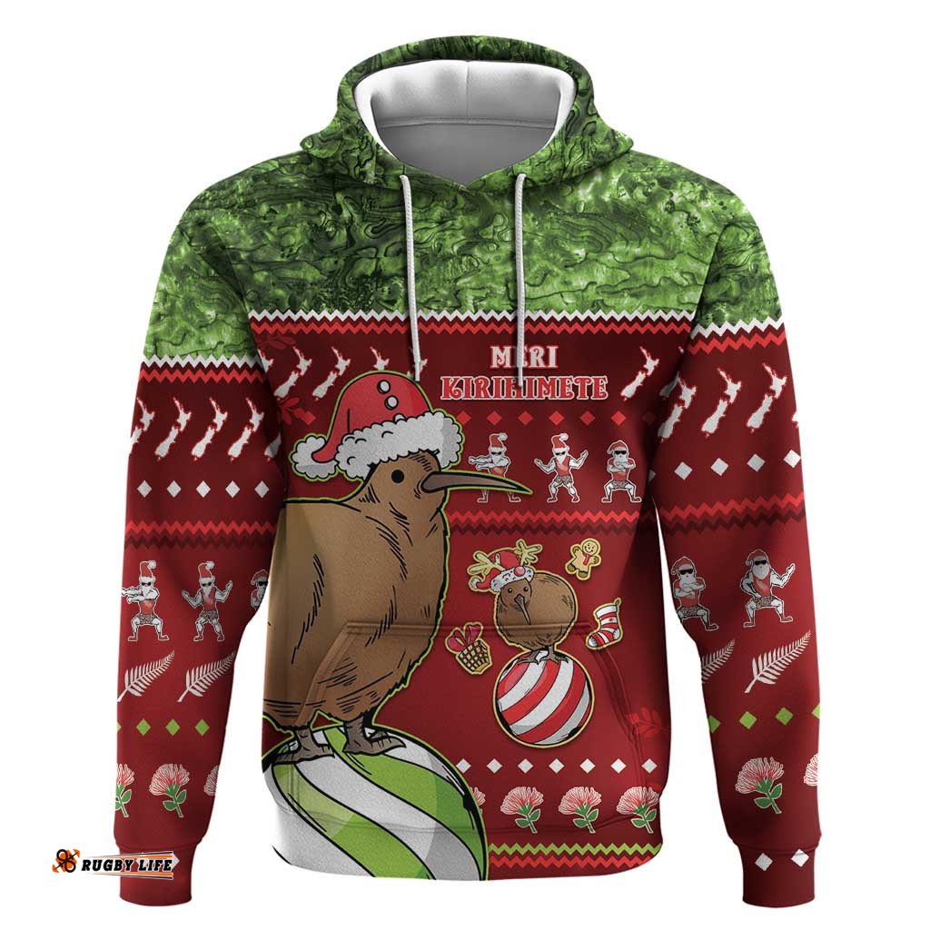 new zealand kiwi christmas hoodie paua shell glitter green