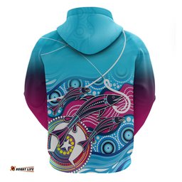 australia fishing hoodie fishaholic with the dhari symbol and aboriginal pattern