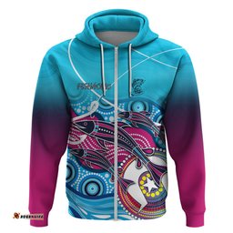 australia fishing hoodie fishaholic with the dhari symbol and aboriginal pattern