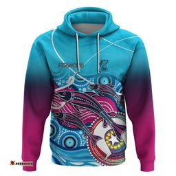 australia fishing hoodie fishaholic with the dhari symbol and aboriginal pattern