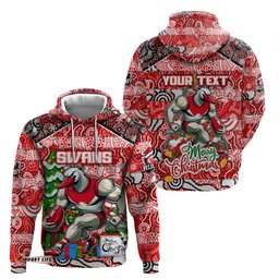 custom swans football merry christmas hoodie indigenous australian art