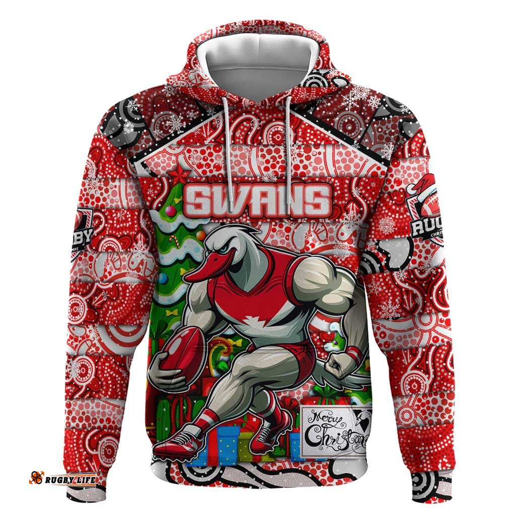 custom swans football merry christmas hoodie indigenous australian art