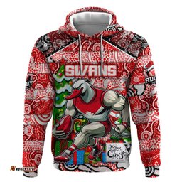 custom swans football merry christmas hoodie indigenous australian art